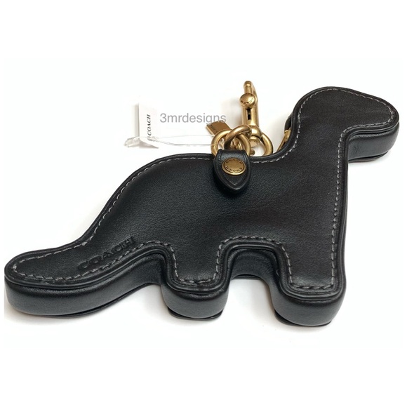 NWT COACH DINO Soft Black Glovetanned Leather With Brass Coin Purse/Keychain - Picture 7 of 11